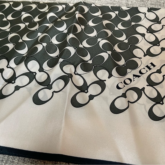 $99 COACH Signature Print Silk Square Scarf - Picture 4 of 6
